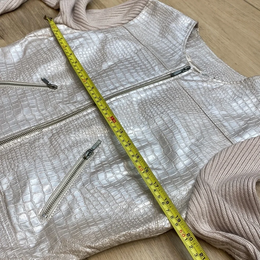 Phosphorus‎ Genuine Leather Knit Sleeve Moto Jacket
